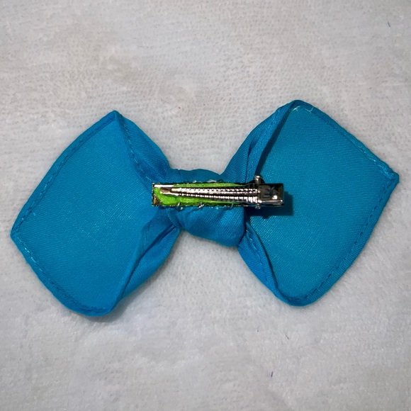 Solid Turquoise Bandana Knotted Hair Bow - Picture 8 of 11